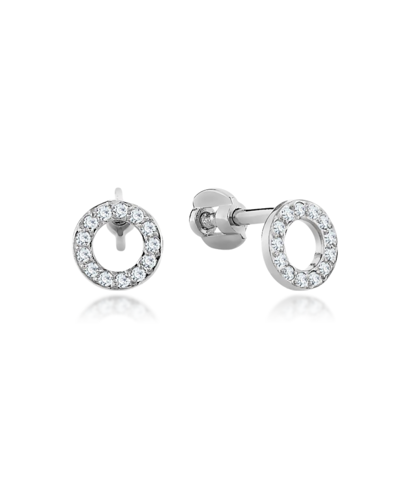 Balto aukso auskarai su cirkoniais - Auksiniai auskarai - Goldinga