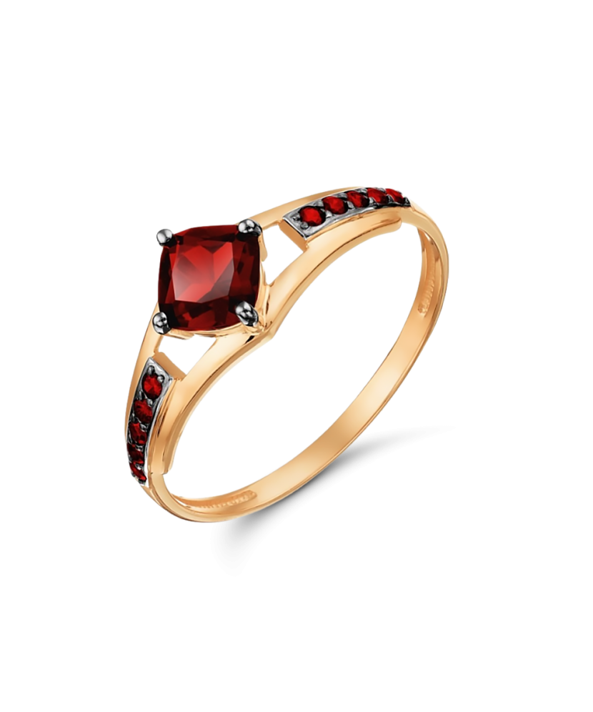 Auksinis žiedas su granatais ir cirkoniais - Auksiniai žiedai - Goldinga