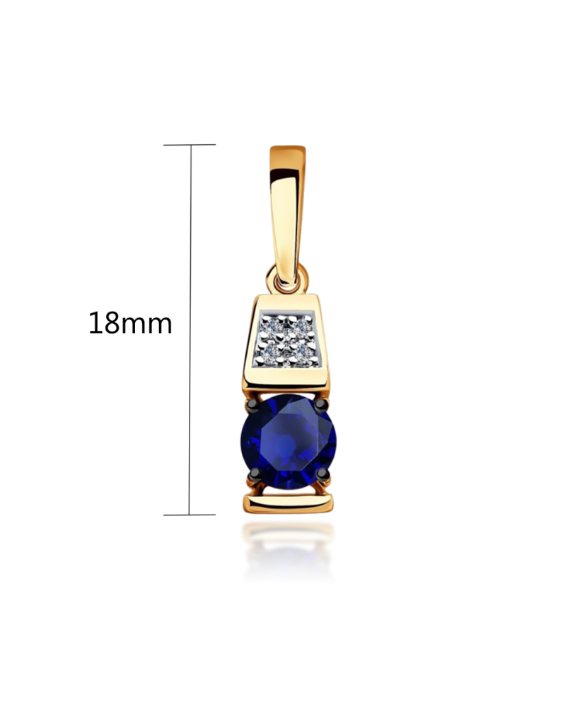 Auksinis pakabukas su briliantais ir mėlynuoju korundu - Pakabukai su brangakmeniais - Goldinga