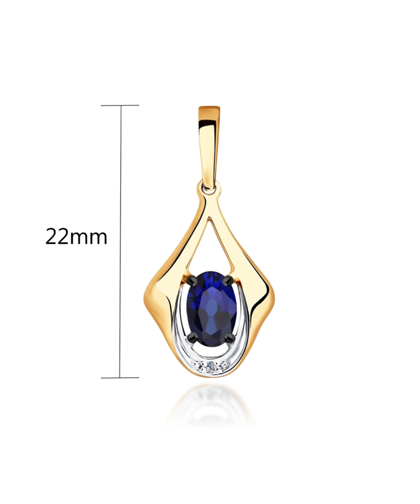 Auksinis pakabukas su briliantais ir mėlynuoju korundu - Pakabukai su brangakmeniais - Goldinga