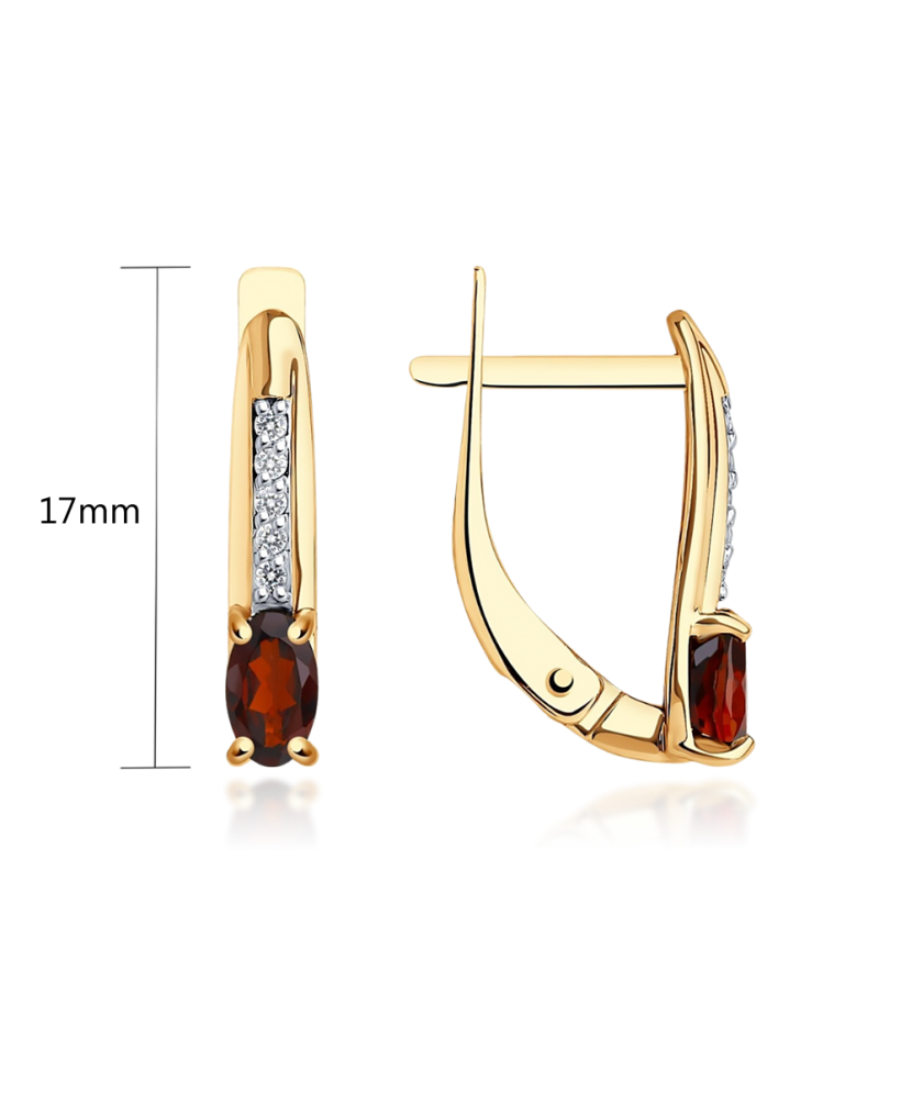 Auksiniai auskarai su cirkoniais ir granatais - Auksiniai auskarai - Goldinga