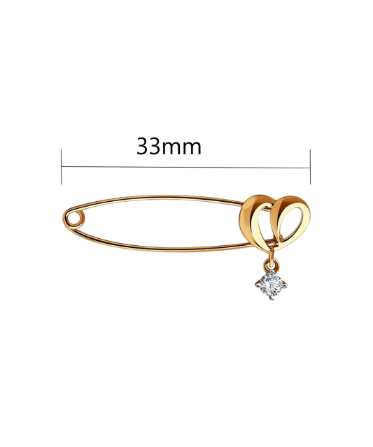 Auksinė sagė su cirkoniu "Širdelė" - Sagės - Goldinga