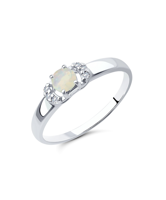 Sidabrinis žiedas su opalu ir cirkoniais - Sidabriniai žiedai - Goldinga