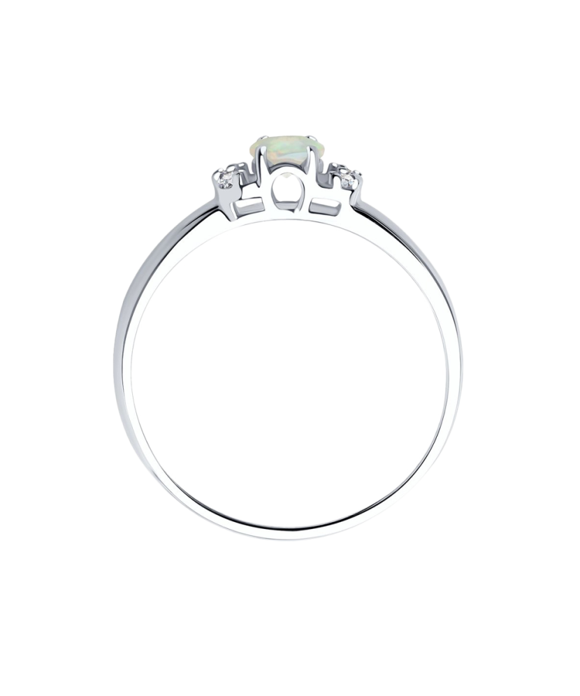 Sidabrinis žiedas su opalu ir cirkoniais - Sidabriniai žiedai - Goldinga