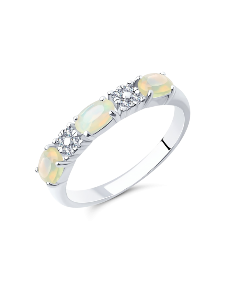 Sidabrinis žiedas su opalais ir cirkoniais - Sidabriniai žiedai - Goldinga
