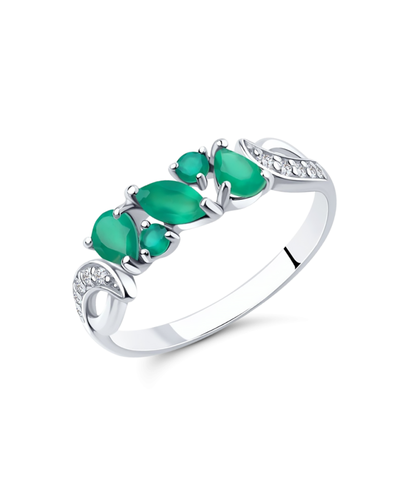 Sidabrinis žiedas su agatais ir cirkoniais - Sidabriniai žiedai - Goldinga