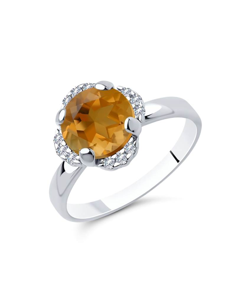 Sidabrinis žiedas su sultanitu ir cirkoniais - Sidabriniai žiedai - Goldinga