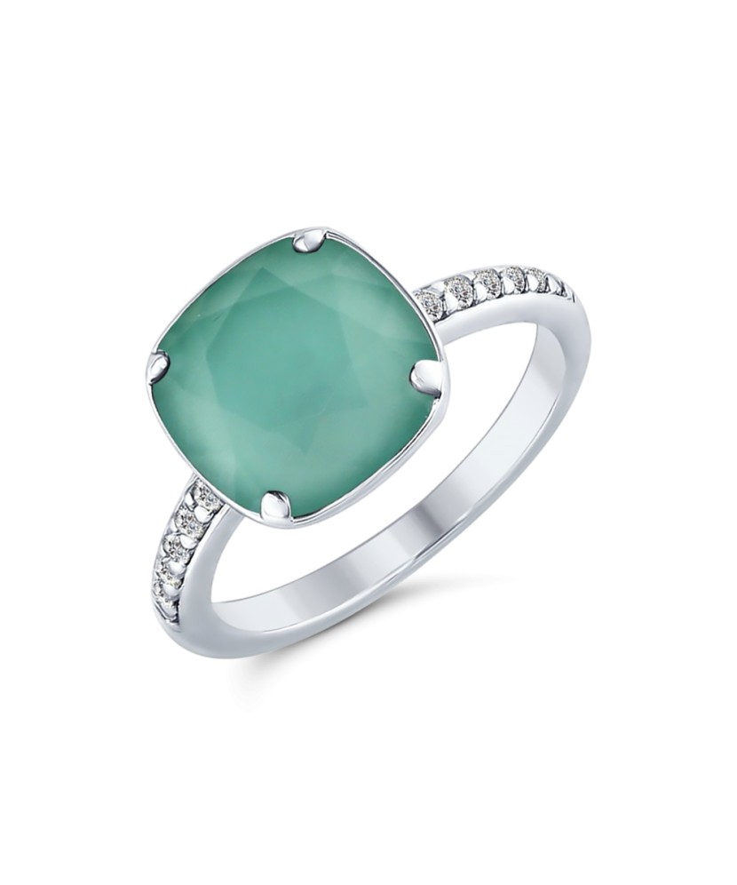 Sidabrinis žiedas su kristalu ir cirkoniais - Sidabriniai žiedai - Goldinga