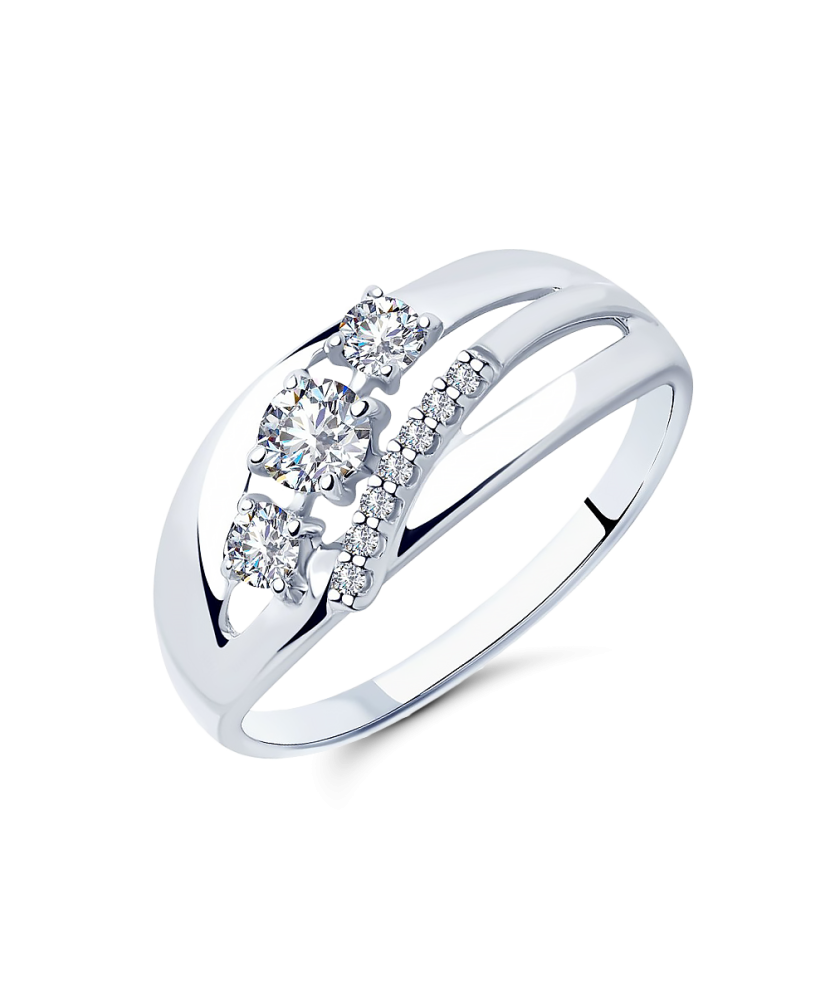 Sidabrinis žiedas su cirkoniais - Sidabriniai žiedai - Goldinga