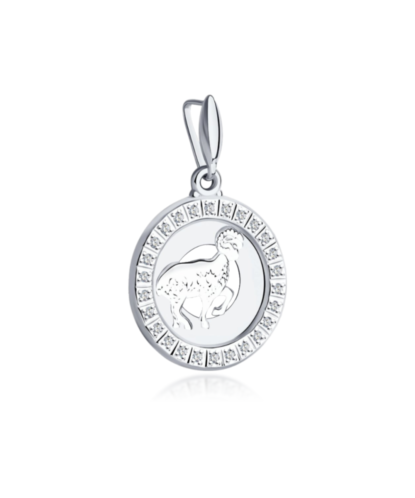 Sidabrinis pakabukas su cirkoniais "Avinas" - Zodiako ženklų pakabukai - Goldinga