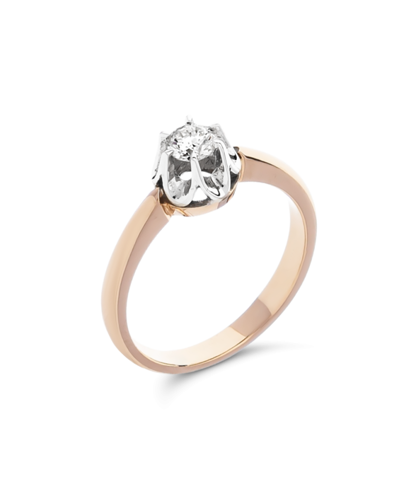 Auksinis žiedas su briliantu - Auksiniai Žiedai su brangakmeniais - Goldinga