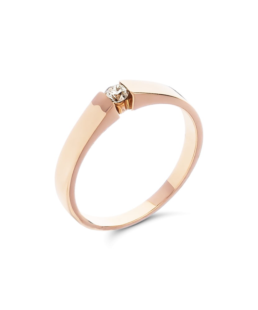 Auksinis žiedas su briliantu - Auksiniai Žiedai su brangakmeniais - Goldinga