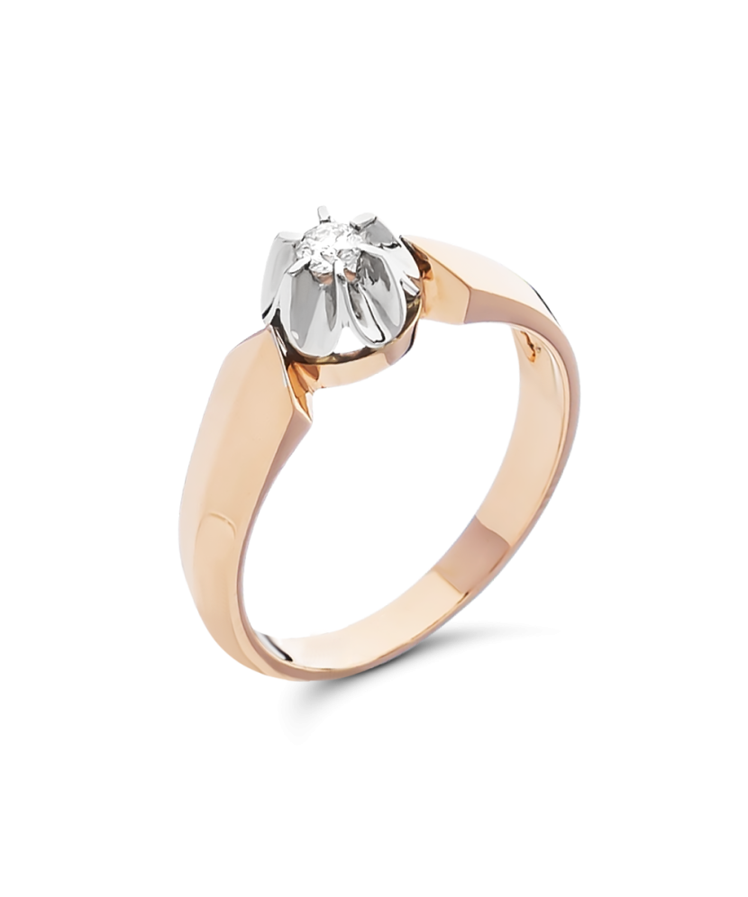 Auksinis žiedas su briliantu - Auksiniai Žiedai su brangakmeniais - Goldinga