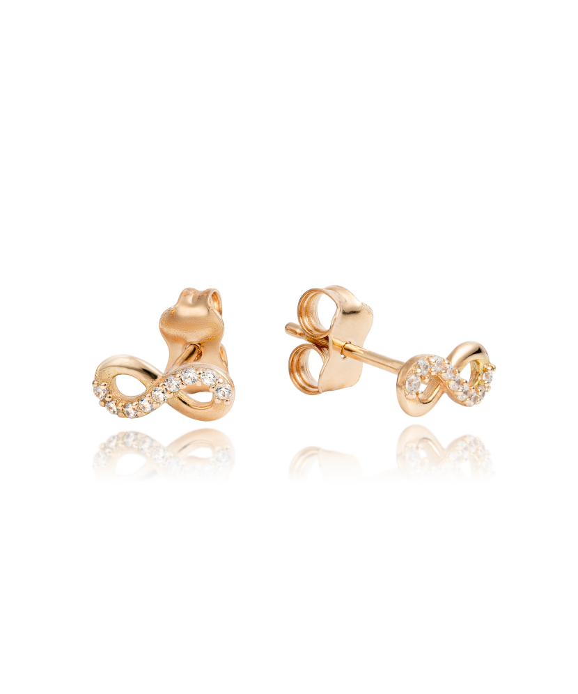 Auksiniai auskarai su cirkoniais "Begalybė" - Auksiniai auskarai - Goldinga