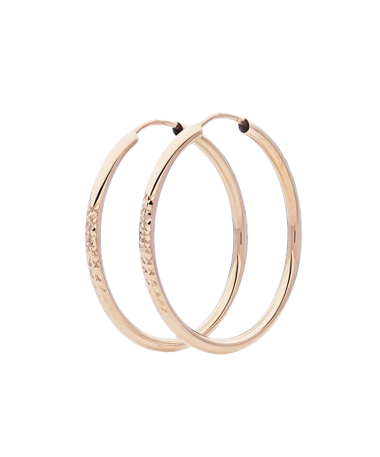 Auksiniai graviruoti auskarai rinkutės 30mm - Auksiniai auskarai - Goldinga