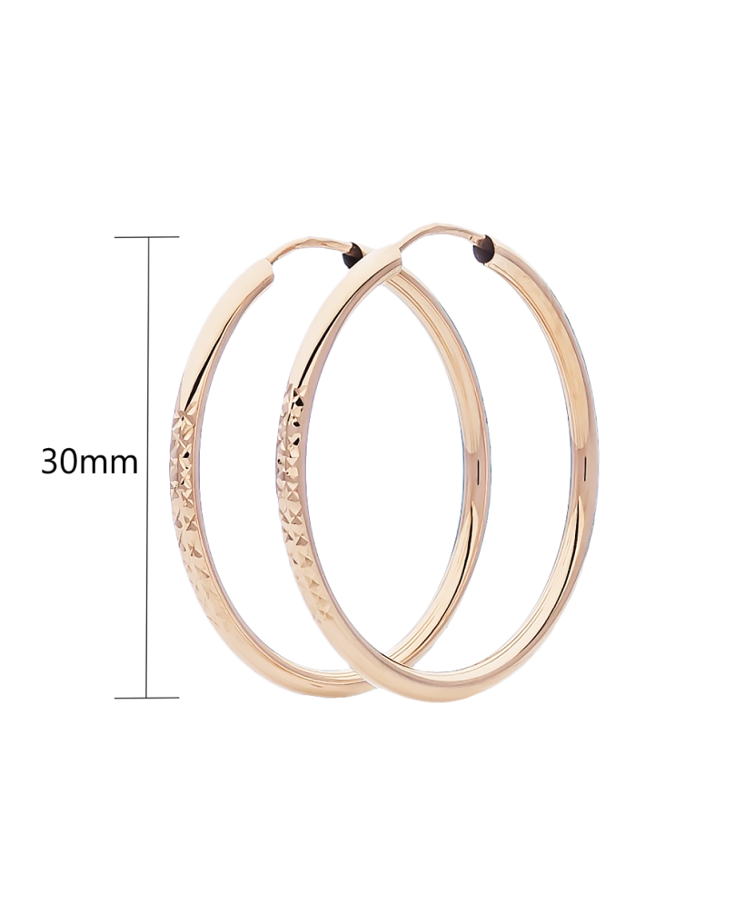 Auksiniai graviruoti auskarai rinkutės 30mm - Auksiniai auskarai - Goldinga