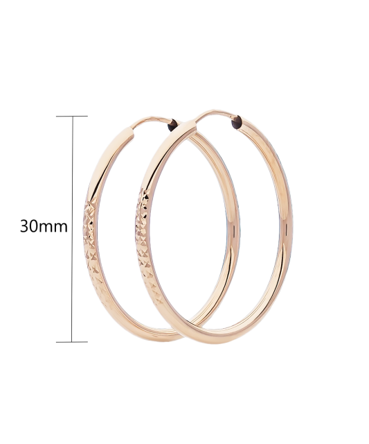 Auksiniai graviruoti auskarai rinkutės 30mm - Auksiniai auskarai - Goldinga