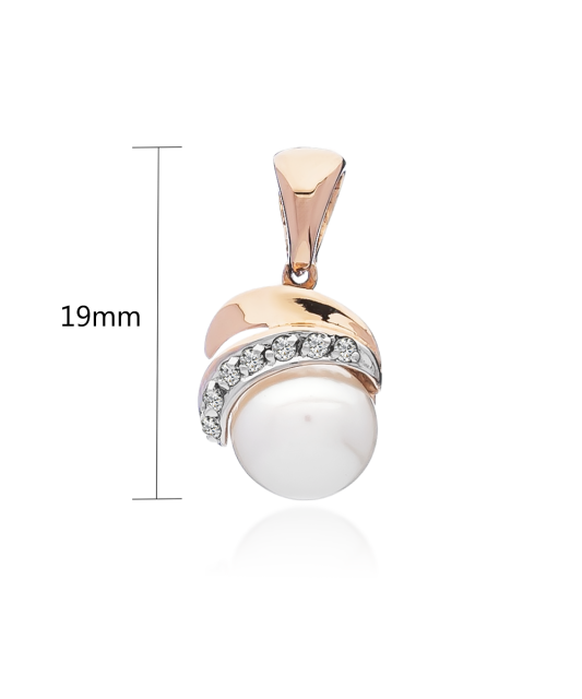 Auksinis pakabukas su perlu ir cirkoniais - Perlų pakabukai - Goldinga