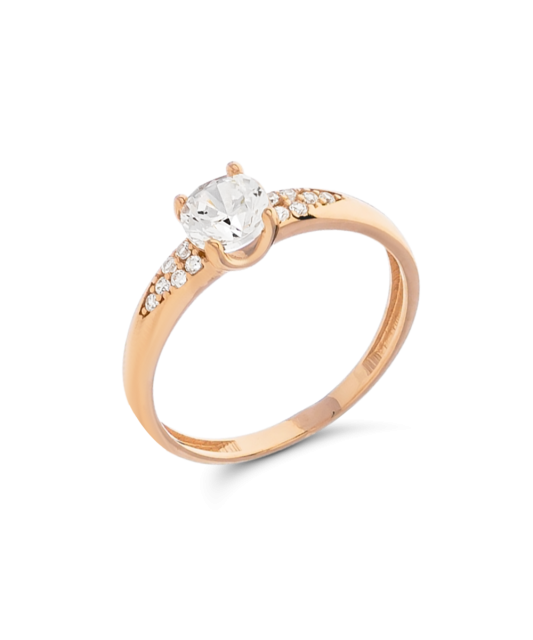 Auksinis žiedas su cirkoniais - Auksiniai žiedai - Goldinga