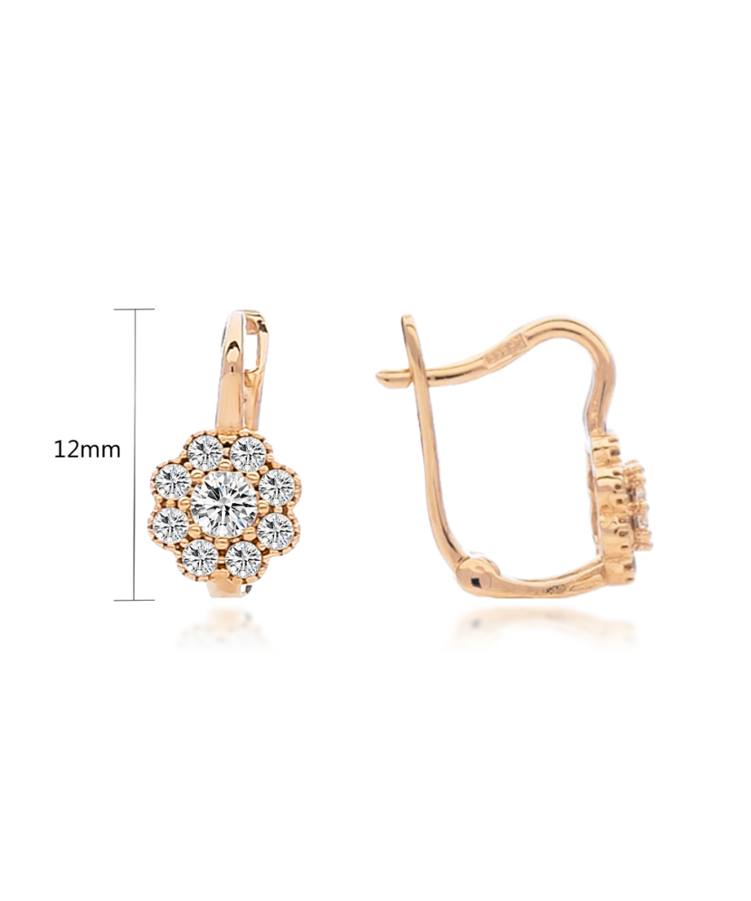 Auksiniai vaikiški auskarai su cirkoniais "Gėlytės" - Vaikiški auskarai - Goldinga