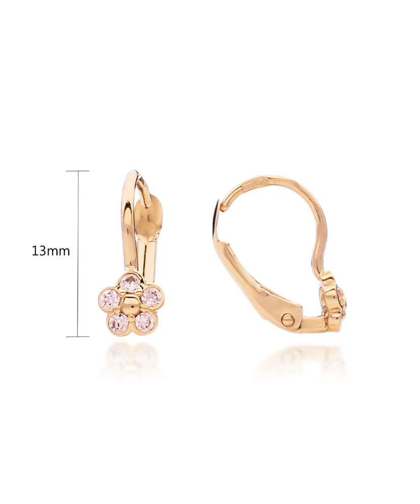 Auksiniai vaikiški auskarai su cirkoniais "Gėlytės" - Vaikiški auskarai - Goldinga