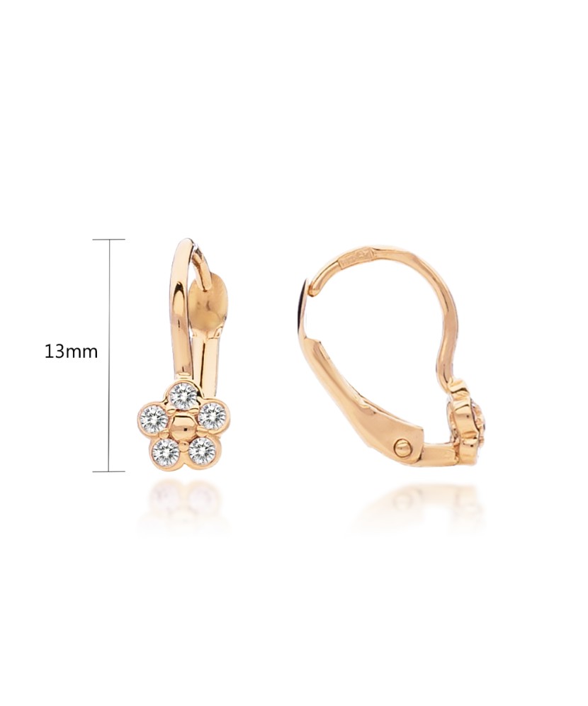 Auksiniai vaikiški auskarai su cirkoniais "Gėlytės" - Vaikiški auskarai - Goldinga