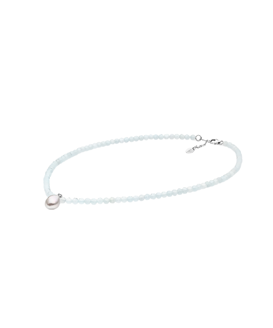 Vėrinys su perlu ir akvamarinais - Perlų vėriniai - Goldinga