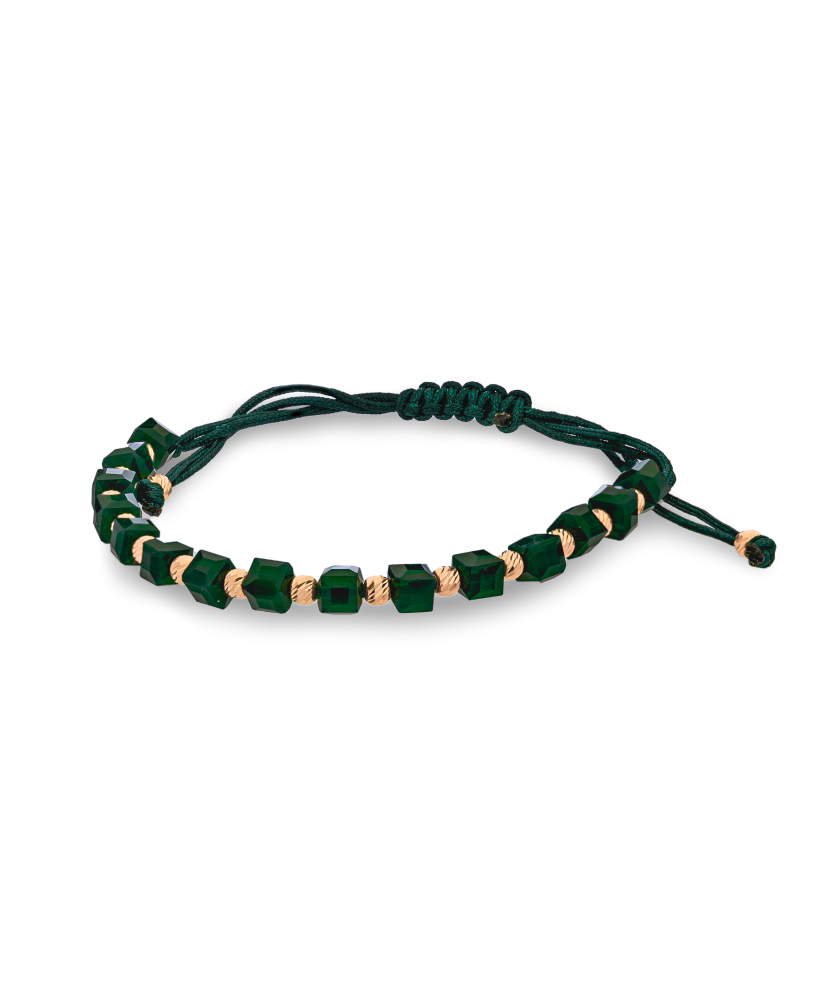 Žalio siūlo apyrankė su auksu ir oniksais - Perkamiausi - Goldinga