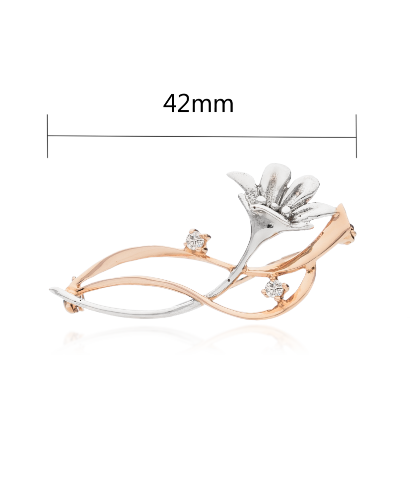 Auksinė Sagė Su Cirkoniais "Gėlė" - Sagės - Goldinga