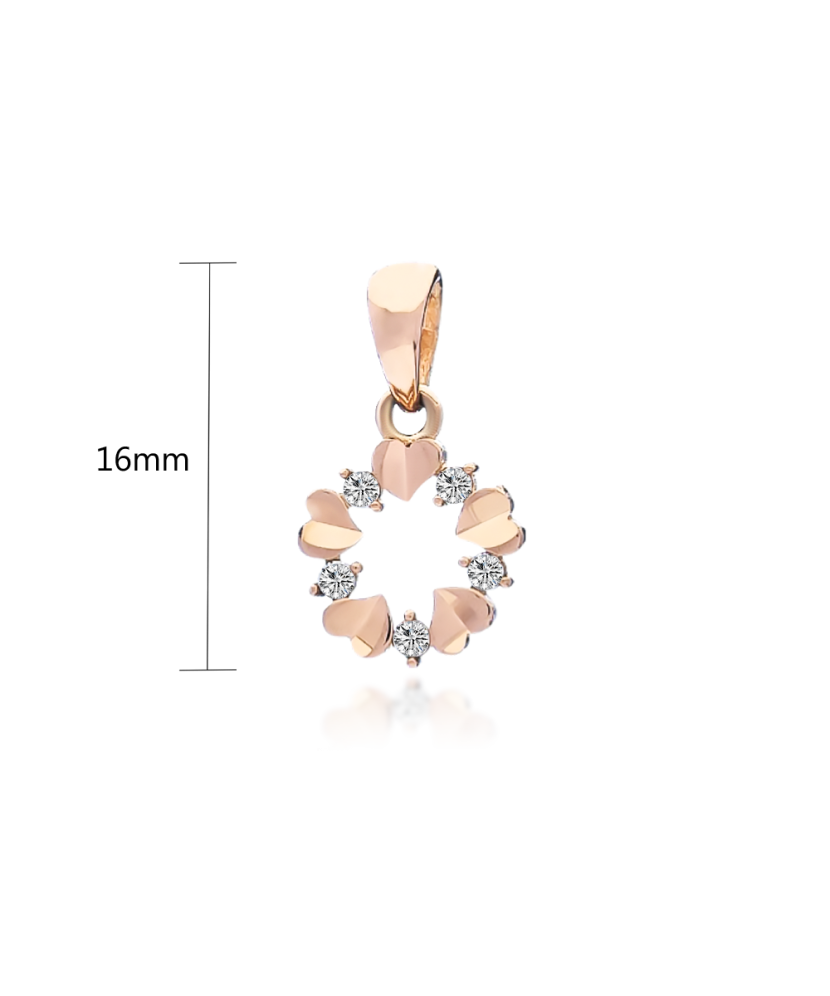 Auksinis pakabukas su cirkoniais "Širdelių vainikas" - Auksiniai pakabukai - Goldinga