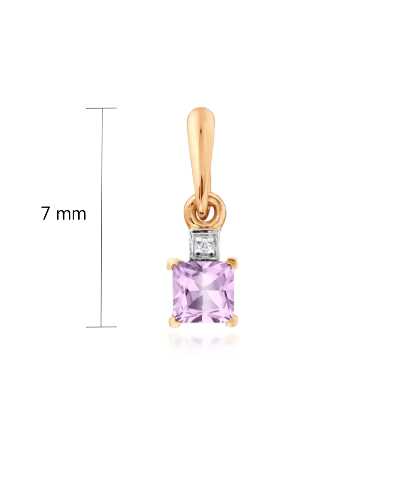 Auksinis pakabukas su ametistu ir cirkoniais - Auksiniai pakabukai - Goldinga