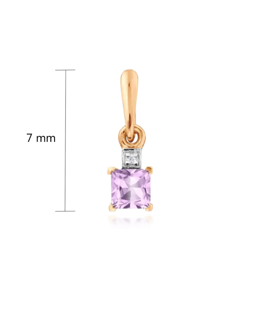 Auksinis pakabukas su ametistu ir cirkoniais - Auksiniai pakabukai - Goldinga
