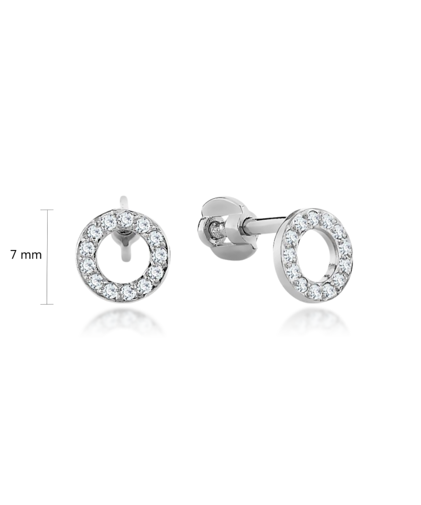 Balto aukso auskarai su cirkoniais - Auksiniai auskarai - Goldinga