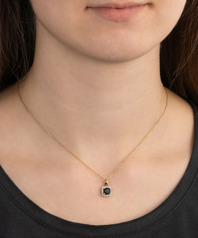 Auksinis pakabukas su deimantais ir špineliu - Pakabukai su brangakmeniais - Goldinga