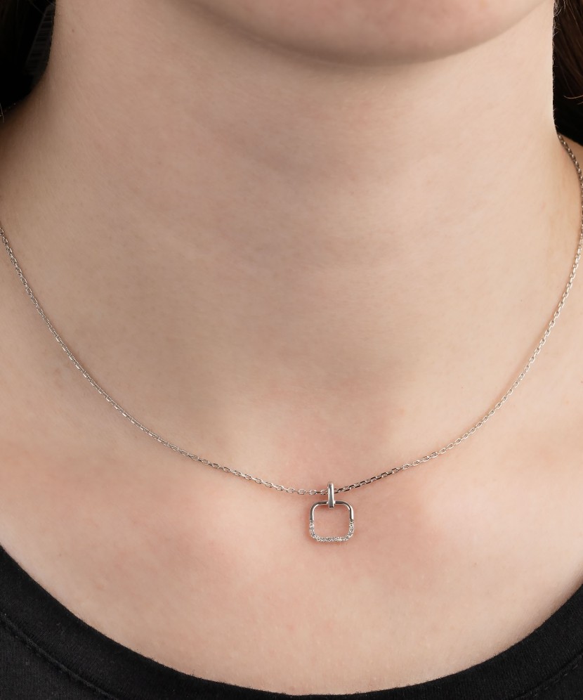 Balto aukso pakabukas su deimantais - Pakabukai su brangakmeniais - Goldinga