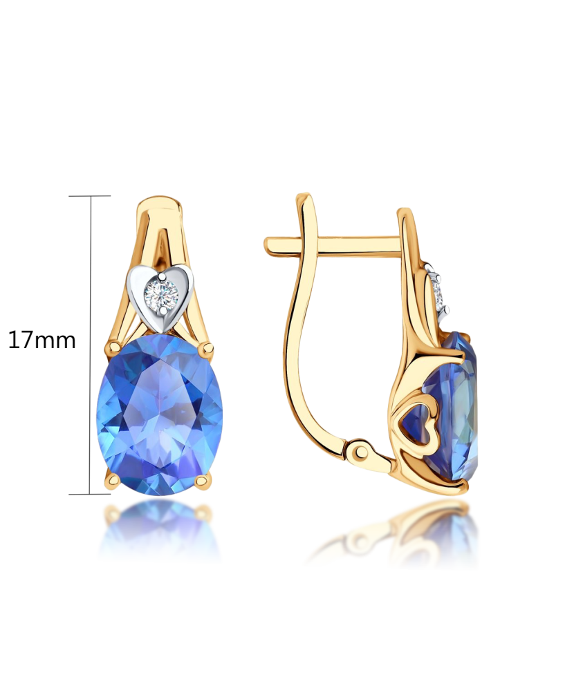 Auksiniai auskarai su topazu ir cirkoniu  - Goldinga