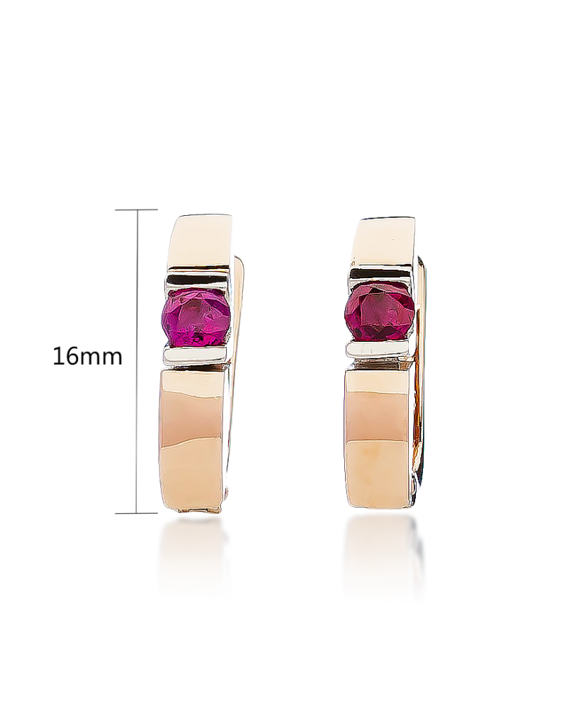 Auksiniai auskarai su rubinu - Auksiniai auskarai - Goldinga