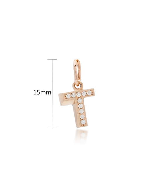 Auksinis pakabukas su cirkoniais raidė "T" - Auksiniai pakabukai - Goldinga