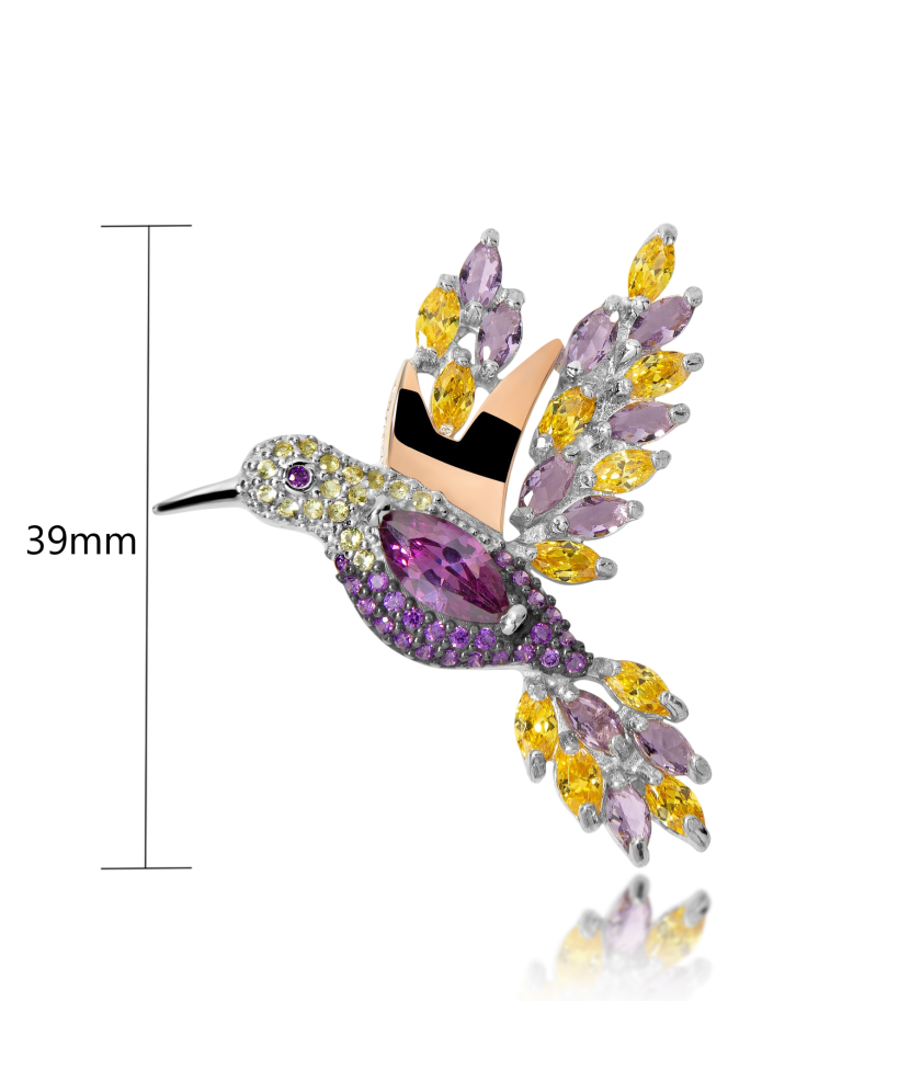 Sidabrinė sagė su cirkoniais dengta auksu - Sagės - Goldinga