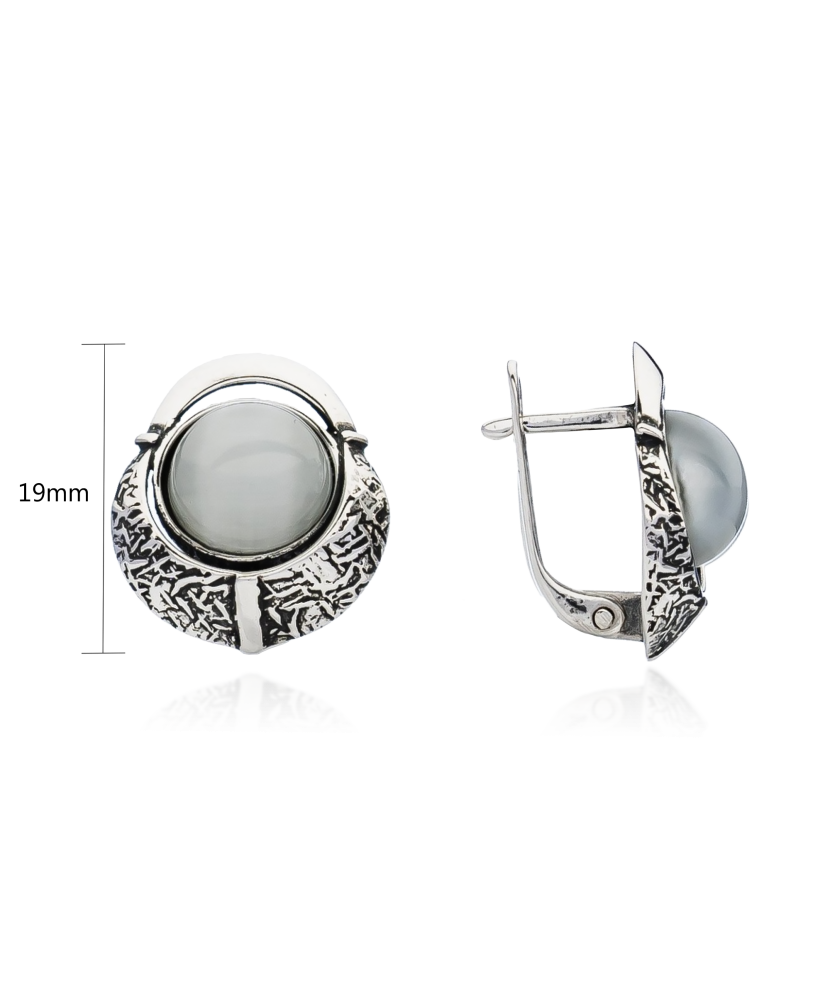 Sidabriniai auskarai su Katės akies akmeniu - Sidabriniai auskarai - Goldinga