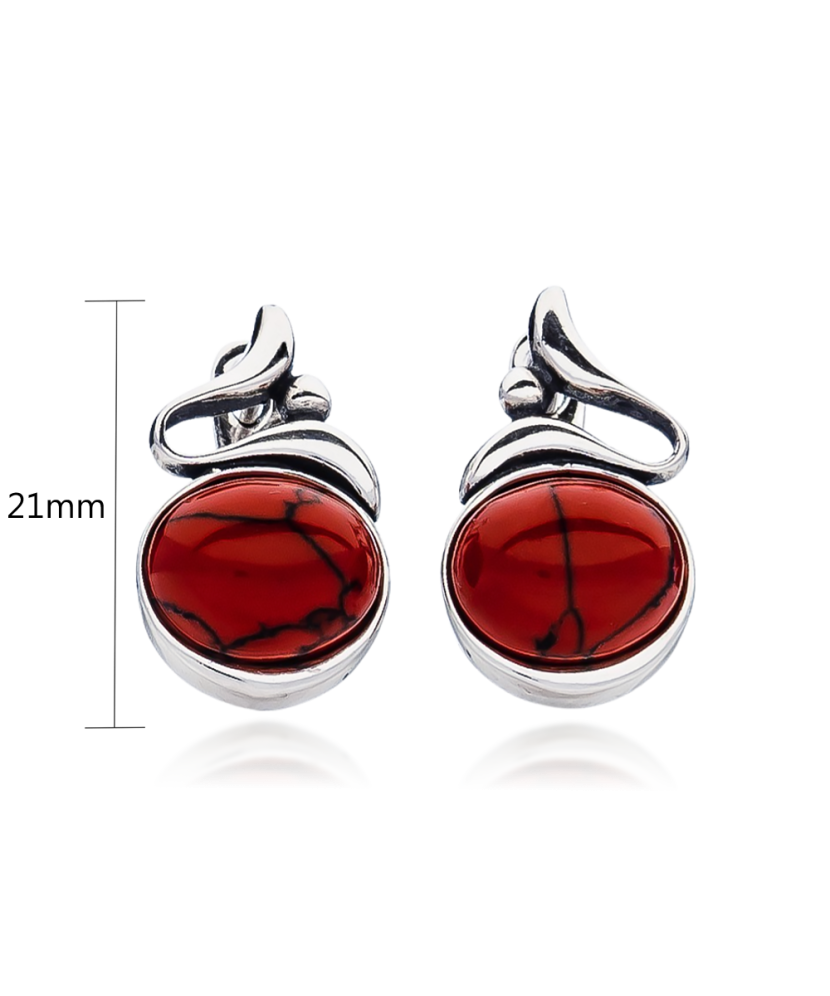 Sidabriniai auskarai su koralu - Sidabriniai auskarai - Goldinga