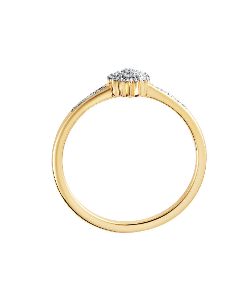 Geltono aukso žiedas su deimantais - Auksiniai Žiedai su brangakmeniais - Goldinga