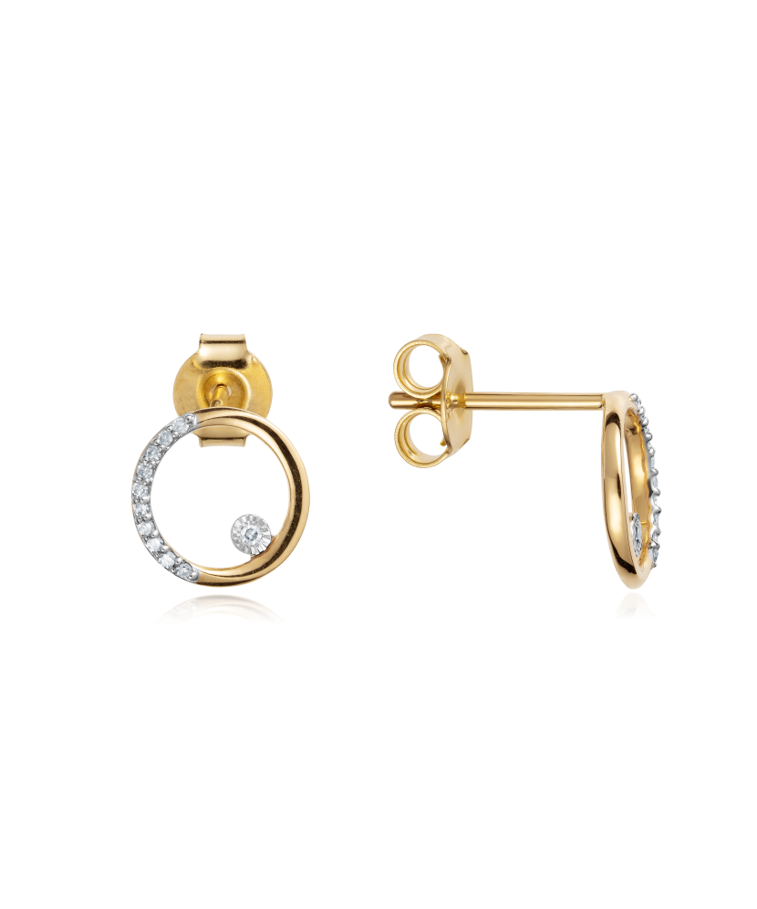 Geltono aukso auskarai su deimantais - Auksiniai Auskarai su brangakmeniais - Goldinga