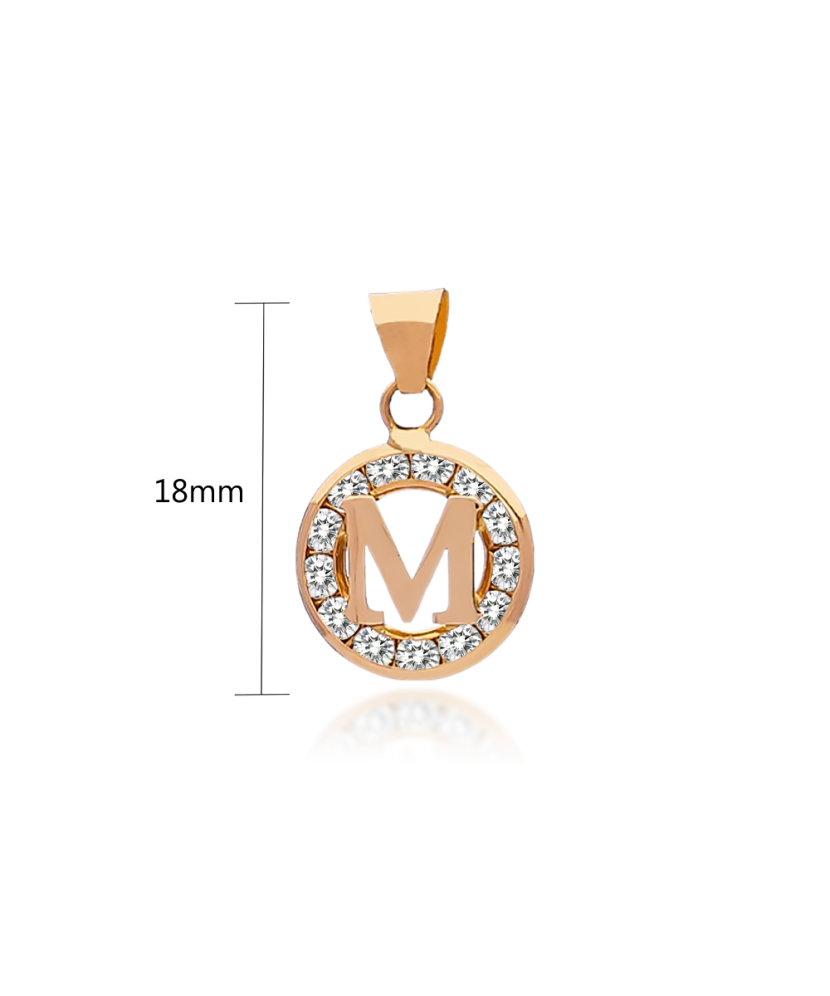 Auksinis pakabukas su cirkoniais raidė M - Auksiniai pakabukai - Goldinga