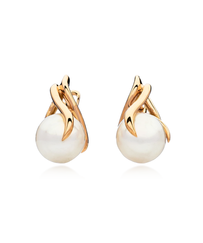 Auksiniai auskarai su perlais - Auksiniai auskarai - Goldinga