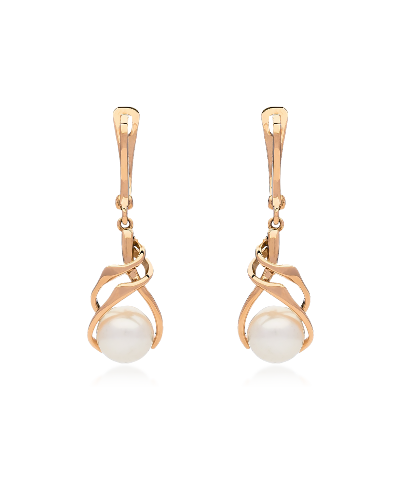 Auksiniai auskarai su perlais - Auksiniai auskarai - Goldinga