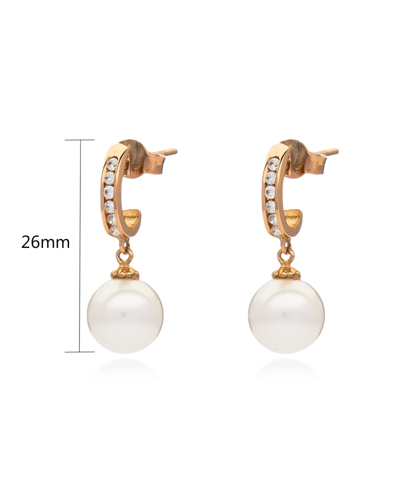 Auksiniai auskarai su perlais ir cirkoniais - Auksiniai auskarai - Goldinga