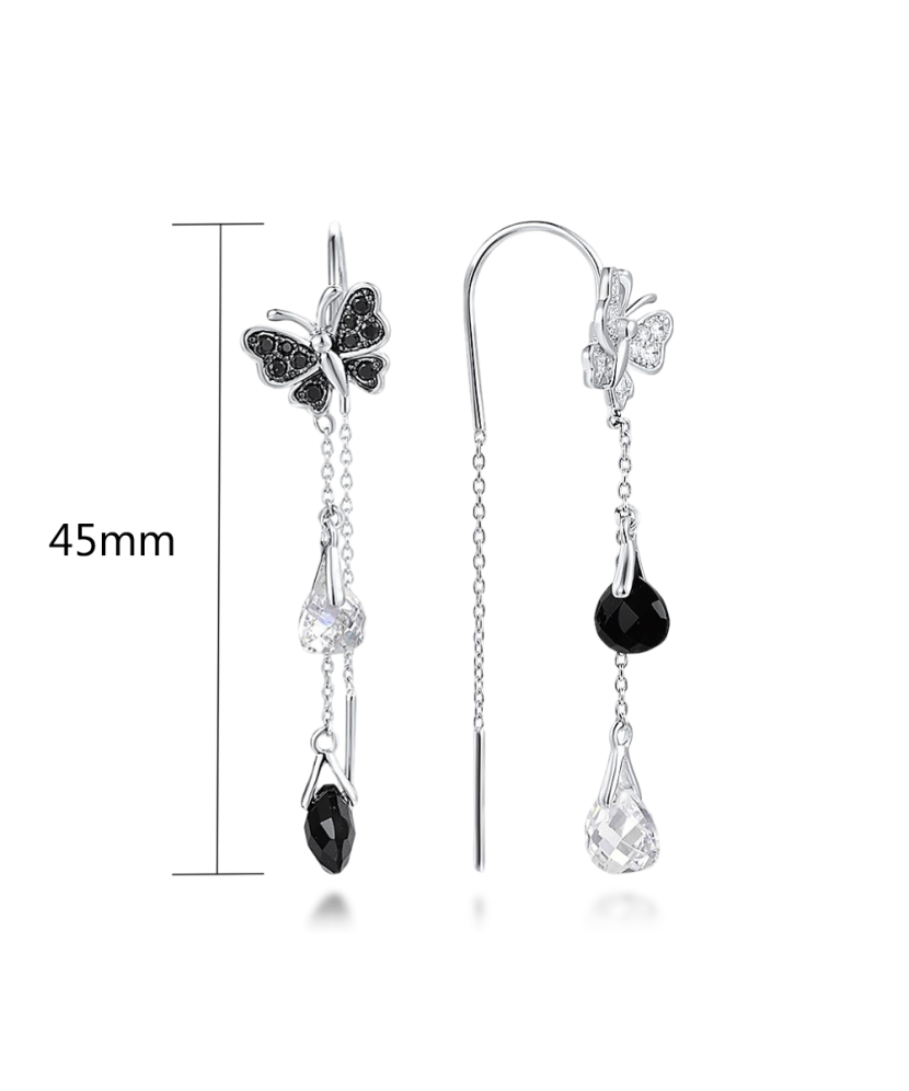 Sidabriniai auskarai su oniksu ir cirkoniais - Vasaros kolekcija - Goldinga