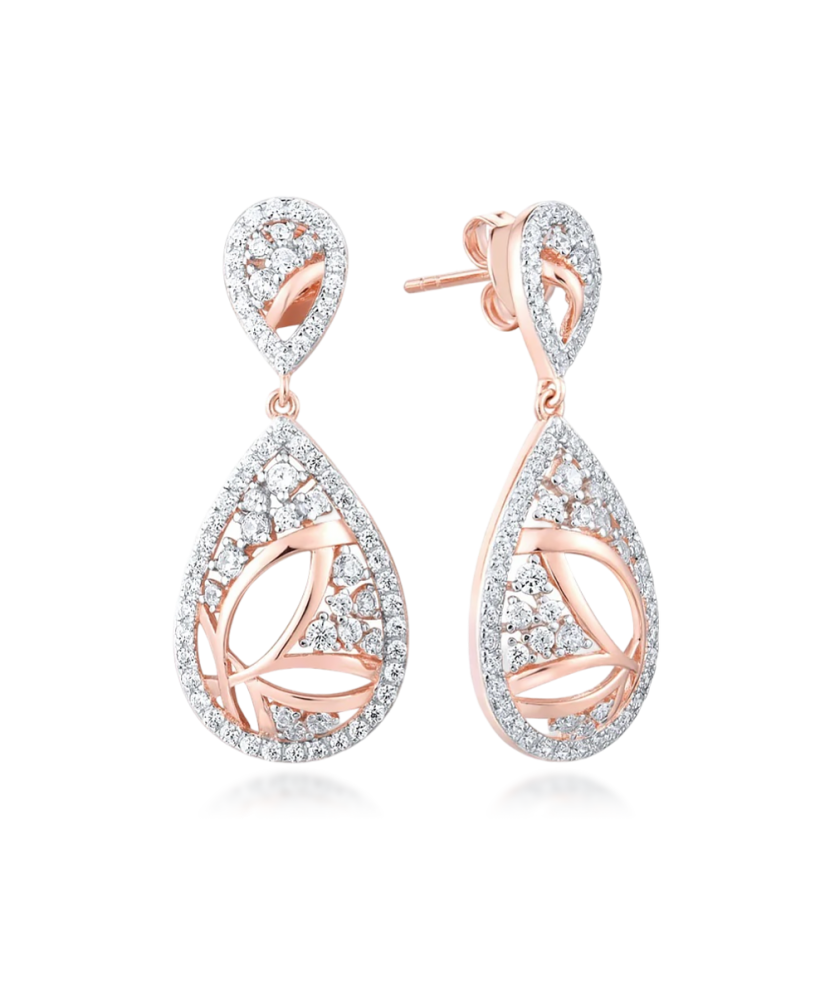 Paauksuoti Sidabriniai auskarai su cirkoniais - Sidabriniai auskarai - Goldinga