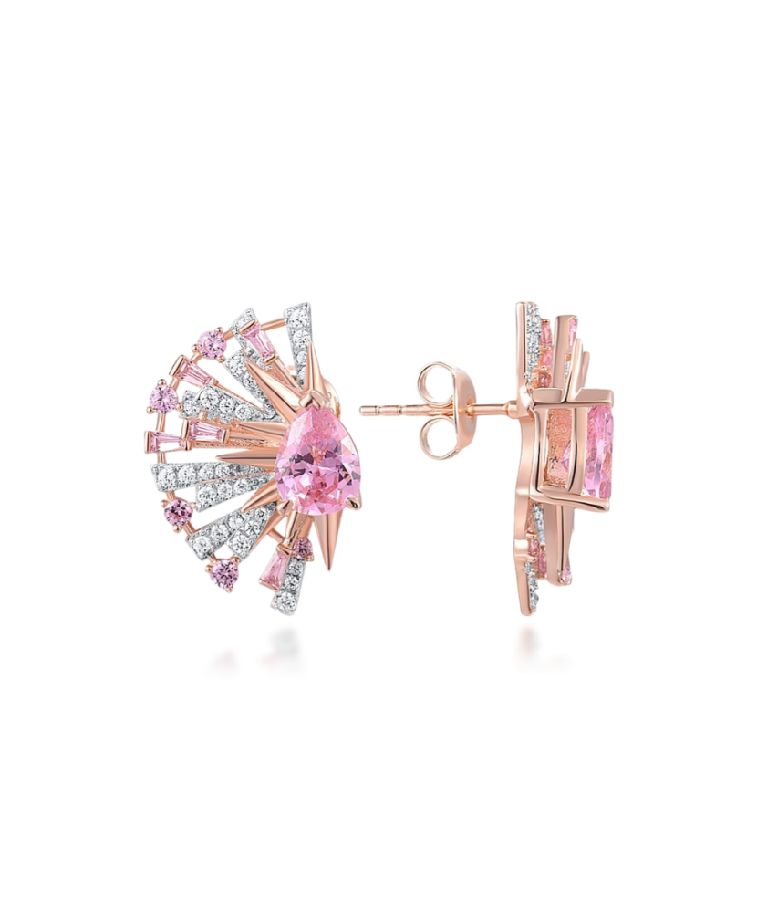 Paauksuoti Sidabriniai auskarai su cirkoniais - Vasaros kolekcija - Goldinga